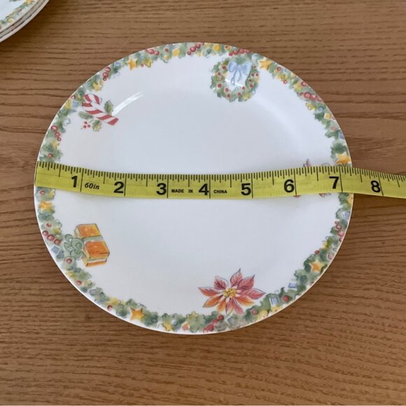 Corelle Corning Christmas Joy Salad Dessert Appetizer Plate 7.5 in 1990s Set 4 - Picture 8 of 8